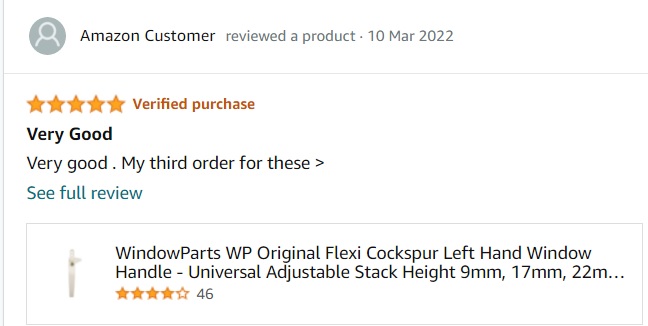windowpartsltd's tweet image. Another 5 star review from a happy customer purchasing our cockspur window handle from Amazon.

#amazonseller #windowhandles #windowparts