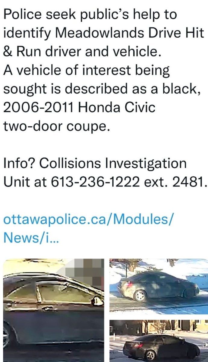 Another day seeking justice #ForSerene
Have you seen this car? 
Do you know who drives it?
Do you know who the passenger could be?
Someone knows something! 
Please stop hiding/covering-up for the person who critically injured Serene &amp; left her in the road. Come forward.

#Ottawa