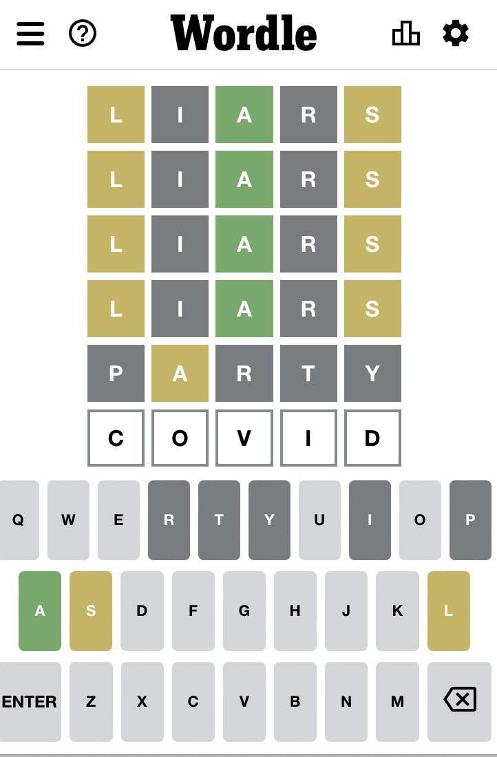 Lost for wordles. #Partygate #BorisJohnsonOut