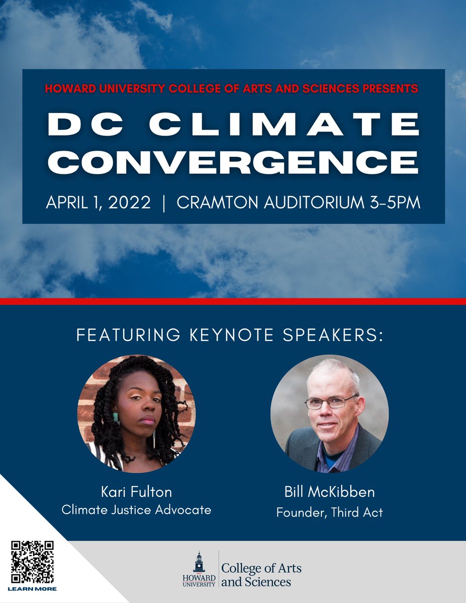 Join <a href="/HU_COAS/">Howard University College of Arts and Sciences</a> this Friday for a DC Climate Convergence. This event will see the convergence of faculty, students, and administrators from 9 DC Universities &amp; Colleges reaffirming their commitments to sustainability &amp; climate justice. 

DM <a href="/HUEnvironmental/">HU Environmental Studies</a> for 🎟!