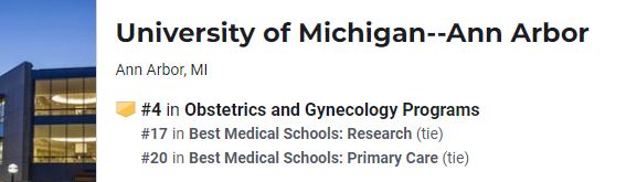 Michigan Medicine's ObGyn specialty has been ranked #4 in the U.S. News and World Report Best Graduate Schools 2023 rankings! #USNWR #GoBlue #DeliveringVictors #LeadersAndBest 〽️💙