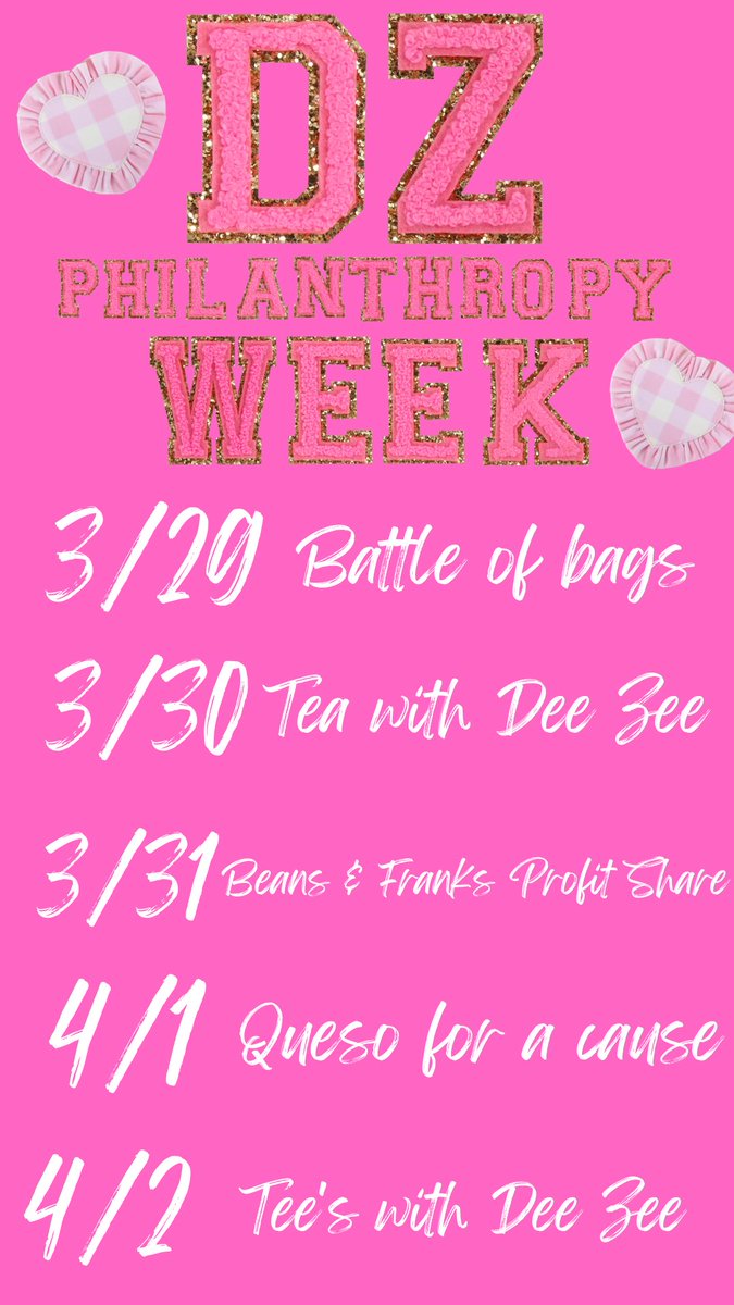 THIS WEEK!! DZ PHILANTHROPY WEEK!! We cant wait to see you there!💗💗💗