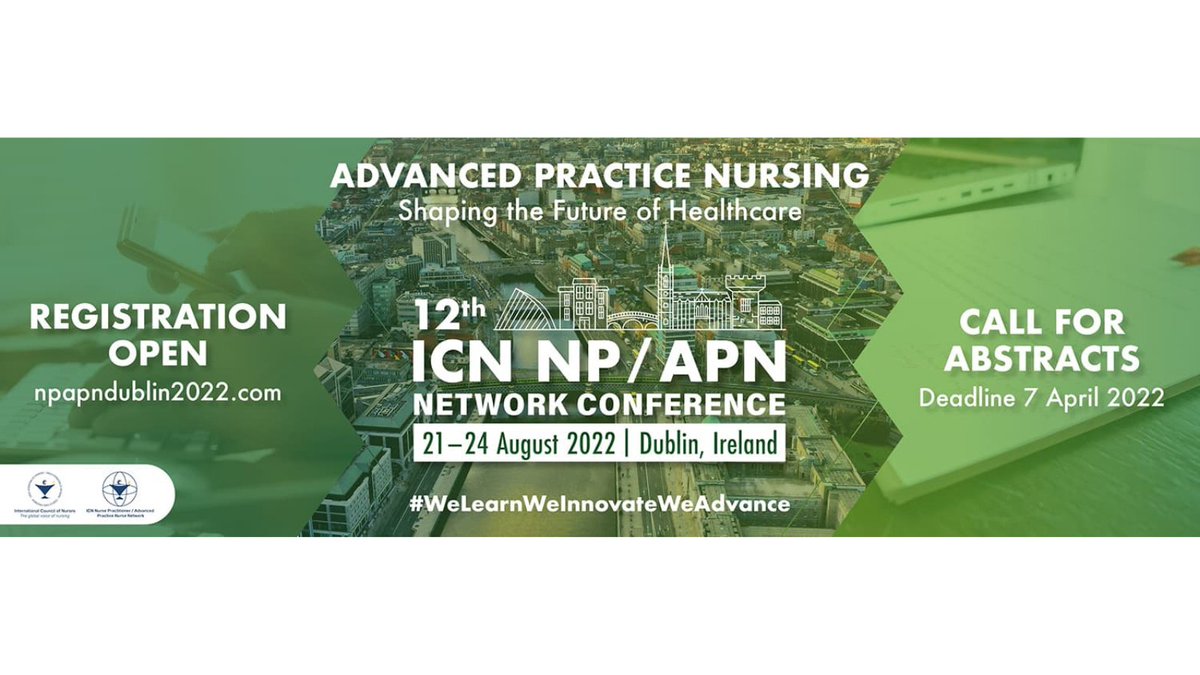 NPAPNDublin2022's tweet photo. Registration is now open for ICN NP/APN 2022! 

Join us in #Dublin for the 12th annual ICN NP / APN Network Conference from the 21st to the 24th of August 2022. 

Register today: https://t.co/qJsMEMaDaq

#welearnweinnovateweadvance #icn #npapn2022 https://t.co/HC5h5RAo9h