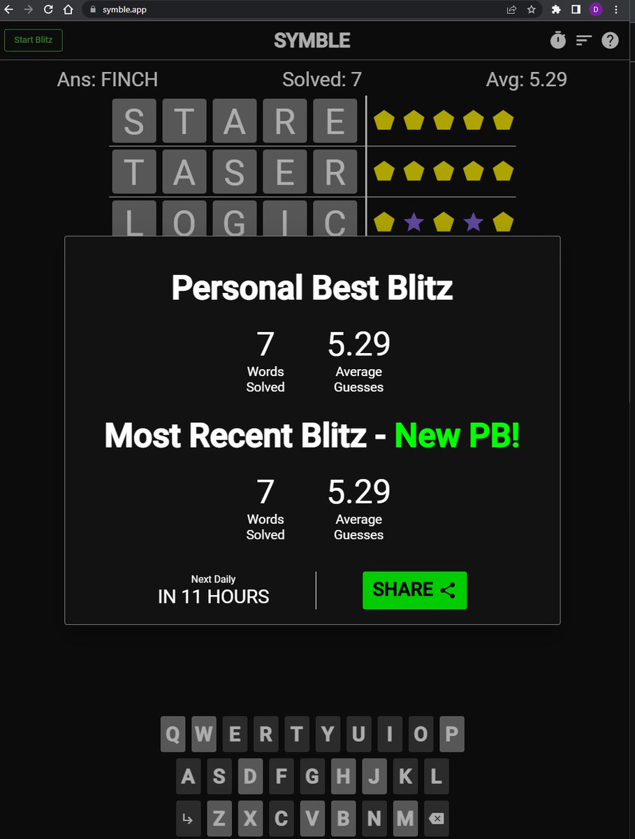 dannyb21892's tweet image. Presenting 🥁🥁🥁 the ultimate Symble challenge: The 5 Minute Blitz! How many codes can you crack in just 5 minutes?

If you don't know what this means, you're missing out on the best Wordle-inspired game yet, made by me!

See if you can beat my PB!
&amp;gt;&amp;gt; symble.app &amp;lt;&amp;lt;