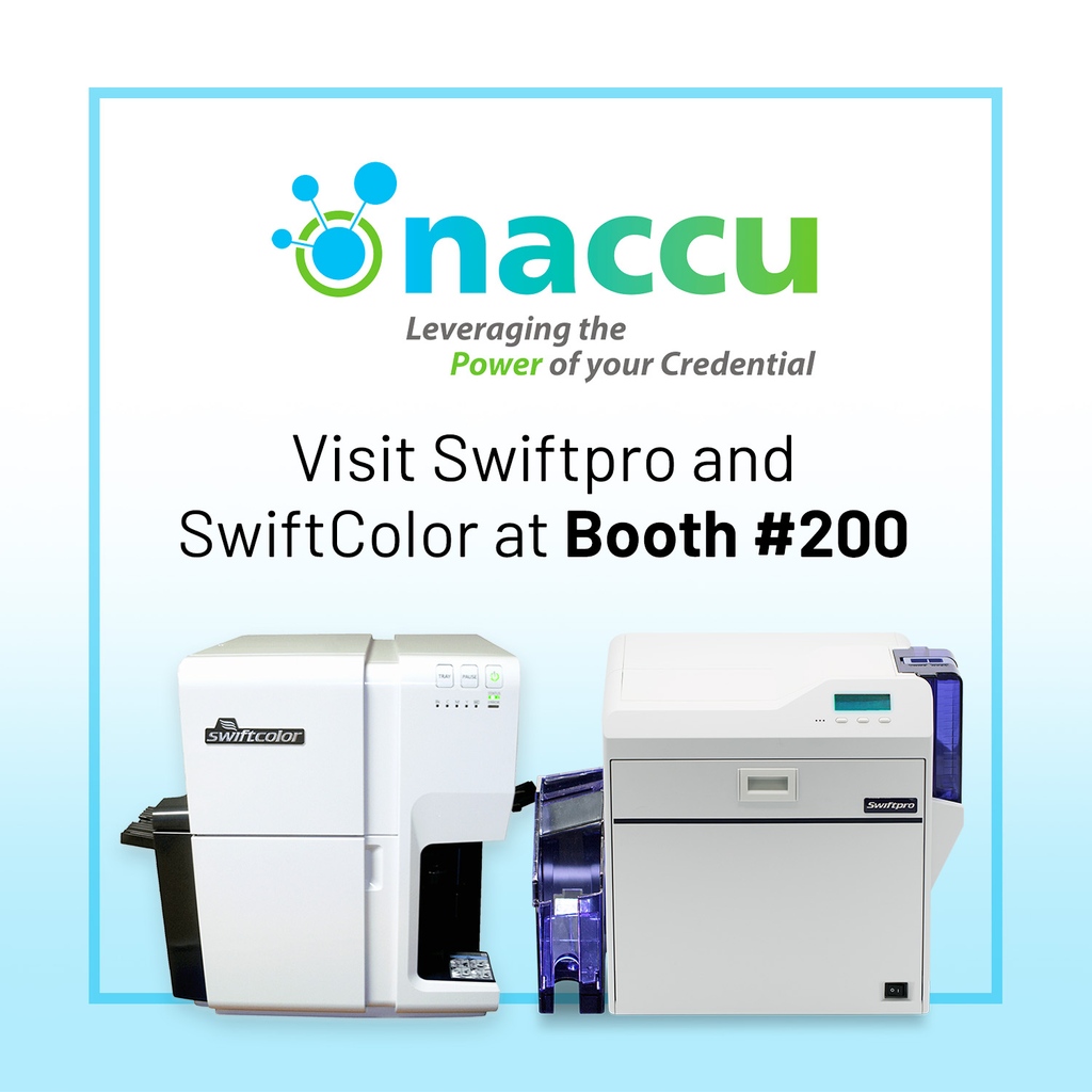 Visit Swiftpro and SwiftColor this April in St. Louis, MO at #NACCU booth 200 to see our high-performing #card printers. Also ask us for more info on our new SwiftLaser laser, printing, and laminating card solution.

#idcard #printcard #laminator #badge #badgeprinter