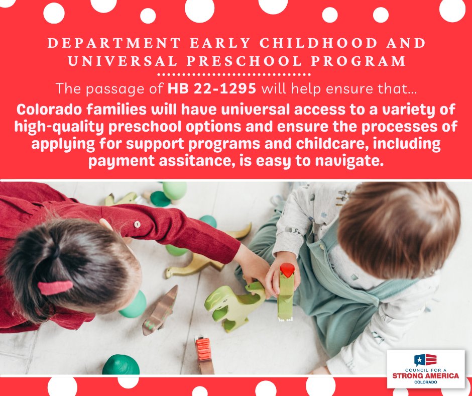 HB22-1295 is on its way to the Senate Education committee this Thursday! This bill will enact the new state Department of Early Childhood and Universal Preschool Program. For more information: BetterBeginningsCO.com #COKids #UniversalPreK #EarlyEducation