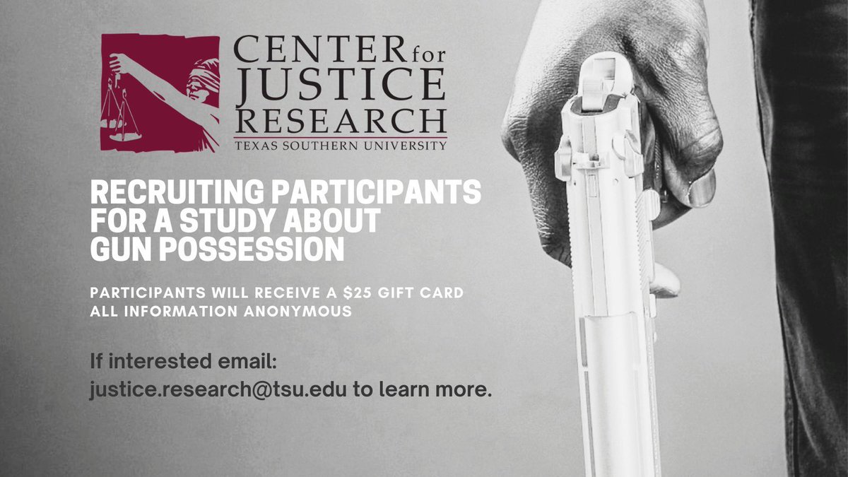 cjresearchtsu's tweet photo. As the country looks to solve gun violence, @DeniseDBrown_ presents our  #YouthGunPossession project at @TexasSouthern’s #ResearchWeek. Understanding the underlying motivations is critical to any harm reduction efforts. https://t.co/gczgTJkyVr