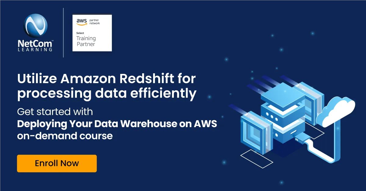NetComLearning's tweet image. Learn how to deploy data warehouse and how it helps extract insights. Enroll for the AWS on-demand course.
Register now: bit.ly/3Nu0Ly6
#DataWareHouse #DatabaseArchitect #AWSCloud #AmazonRedshift #BusinessIntelligence #NetComLearning #LifeLongLearning