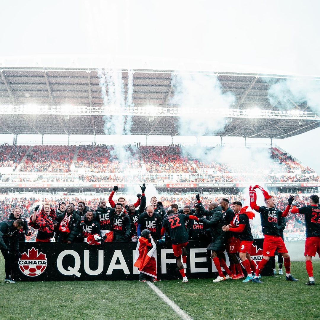 Canada's tweet photo. Congratulations to the Canadian men’s soccer team for their exciting win on Sunday, qualifying for their first World Cup since 1986! We’ll be cheering you on in November 🇨🇦⚽❤️
#CanMNT #ForCanada #WCQ
📷darbymag/IG https://t.co/R7b0J7MNvO
