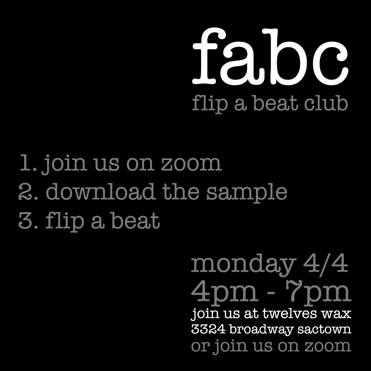 This is gonna be fun. The guest sample pack is gonna be cold too. This how we’re spending 404 day this year. Join us in the zoom if you want to participate >>>