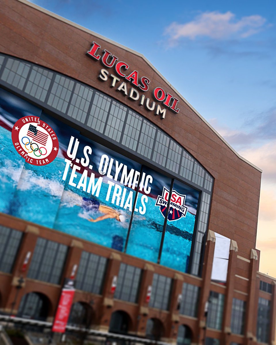 LucasOilStadium's tweet photo. We've hosted a lot of "firsts" but something tells us this one will be an industry game changer. Thank you @USASwimming for entrusting us to be the first football stadium ever to host such a prestigous and iconic event! #SwimTrials24 #JumpIN https://t.co/GAn3tWvPah