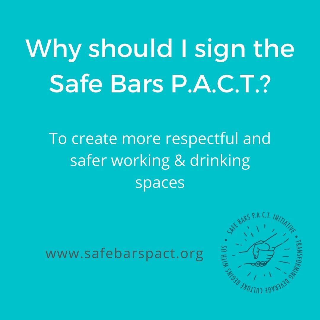 SafeBarsPACT's tweet photo. If you are passionate about preventing gender based harassment and violence in the food and beverage industry, you should sign the #SafeBarsPACT Find out more at https://t.co/mwyGXr5E9m #SafeBarsPACT #SafeBars #SignThePACT #ChangeStartsFromWithin #BeverageIndustry https://t.co/lF0HfJeGoQ