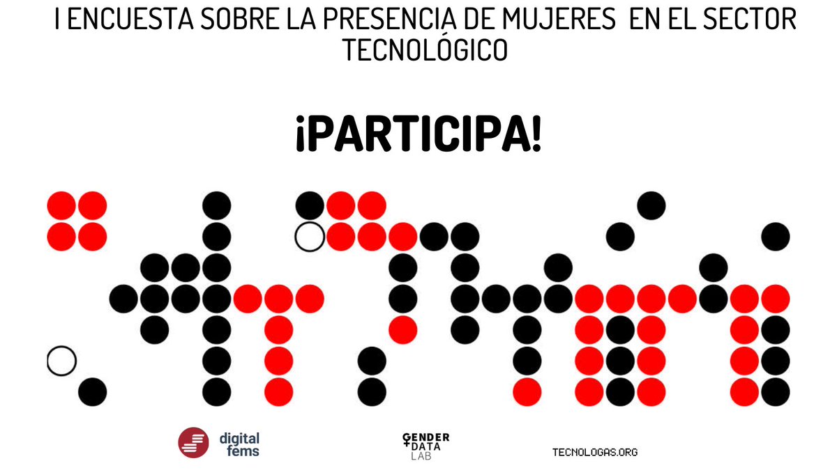 ⚡️Tecnólogas, os necesitamos⚡️
 📢Participad en la encuesta crowdsourced sobre la presencia de mujeres en el sector tecnológico. 
👉 Necesitamos datos sobre nuestra situación profesional en el sector. 
👉Los resultados serán #OpenData 
bit.ly/Tecnologas_Sur…