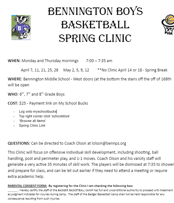 See the info below to register for our spring clinic!