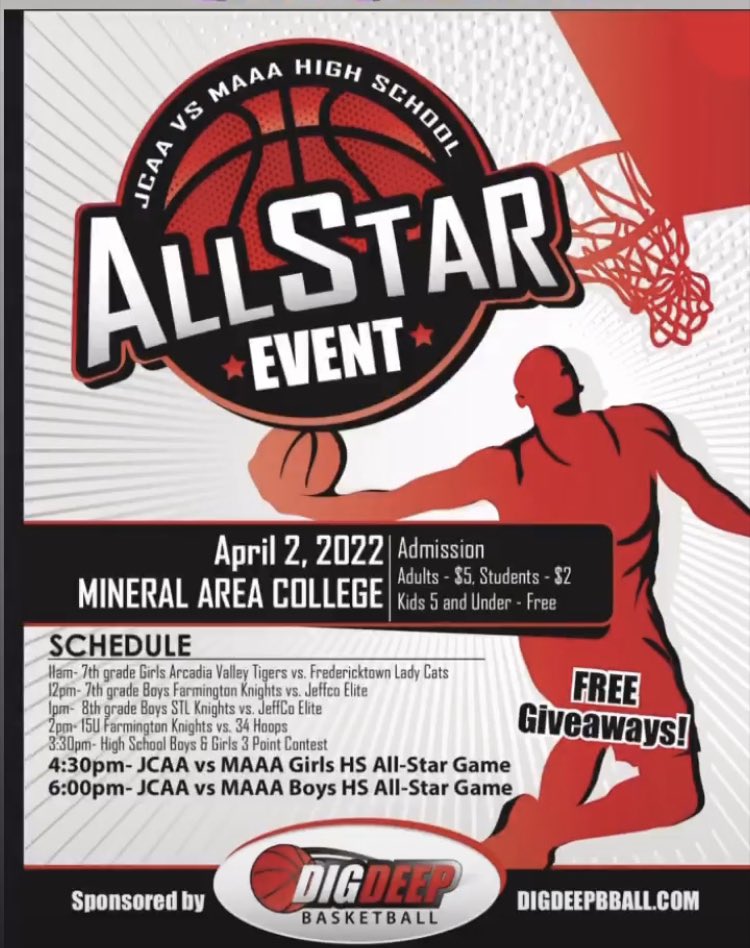 <a href="/roofers_bball/">Stark Roofing Basketball</a> - Jeffco Elite schedule to play this weekend! Cool event!  Young guys and girls followed by the JeffCo vs Mineral Area high school All-Star Game. Sponsored by <a href="/DigDeepTrainer/">DigDeep Basketball</a>