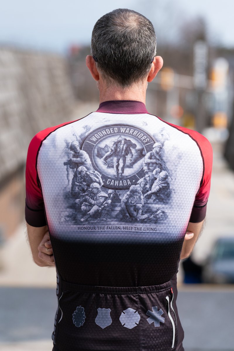 WoundWarriorCA's tweet photo. Pleased to introduce our official Cycling Collection. The jersey features a commissioned design by artist Silvia Pacota depicting our guiding ethos to Honour the Fallen and Help the Living. The store is until April 4th. Get yours today --> https://t.co/vBjBFp2ZrE https://t.co/6qfFbyhUlE