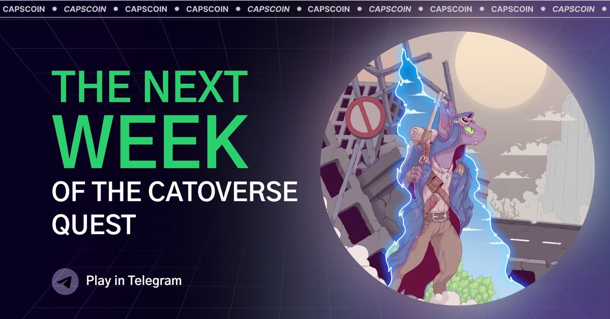 CapsCoin_io's tweet photo. 🕹The next week of the #Catoverse Quest has already begun!
✅Join the #CapsCoin Telegram bot, answer the #Quiz questions correctly and participate in the #CAPS raffle
On the Monday of each week - we summarize the results. 
Bot 👉 https://t.co/C8podE15nZ
#p2e #NFT https://t.co/sJz6gu2Xeu