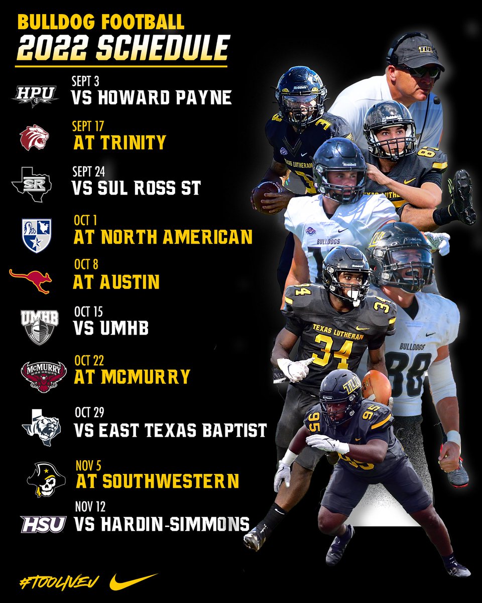 Official 2022 Schedule is here‼️ 🚨 

🗞: tlubulldogs.com/sports/fball/2…

#TooLiveU | #PupsUp