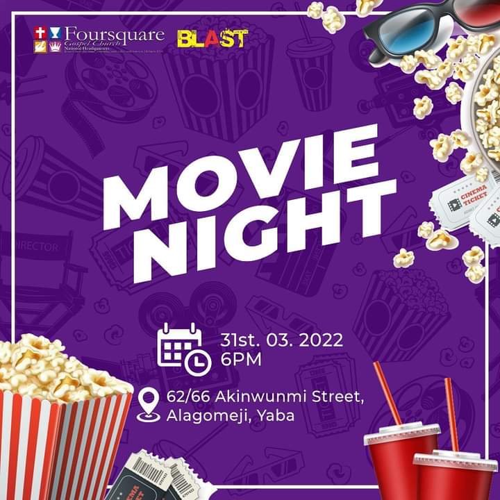 4sqBlast's tweet photo. Movie night!🤩
Oya na, it's time to relax in the presence of God😌.
This Thursday, 31st of March, 2022 by 6pm.
Invite people and come and enjoy yourself in the House of the Lord✨.
#Blast #ThursdayBlast #MovieNight https://t.co/QWwmb3Nmz8