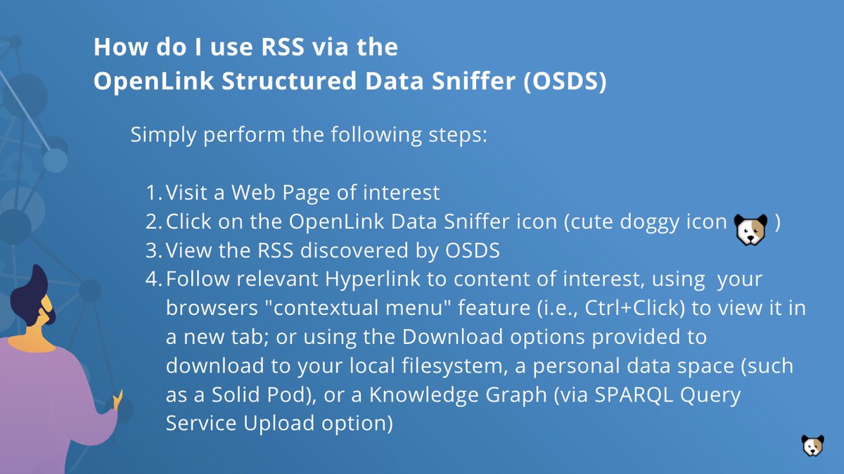 datasniff's tweet photo. 📌Did you know adding @datasniff to your browser enables simple RSS Discovery
Save exposed RSS by uploading content delivered via RSS to a #dataspace of your choice, ie: local #SolidPod, local/remote filesystem, #SPARQL compliant #GraphDatabase, or #LODCloud #KnowledgeGraph https://t.co/YbX5m0L3uY