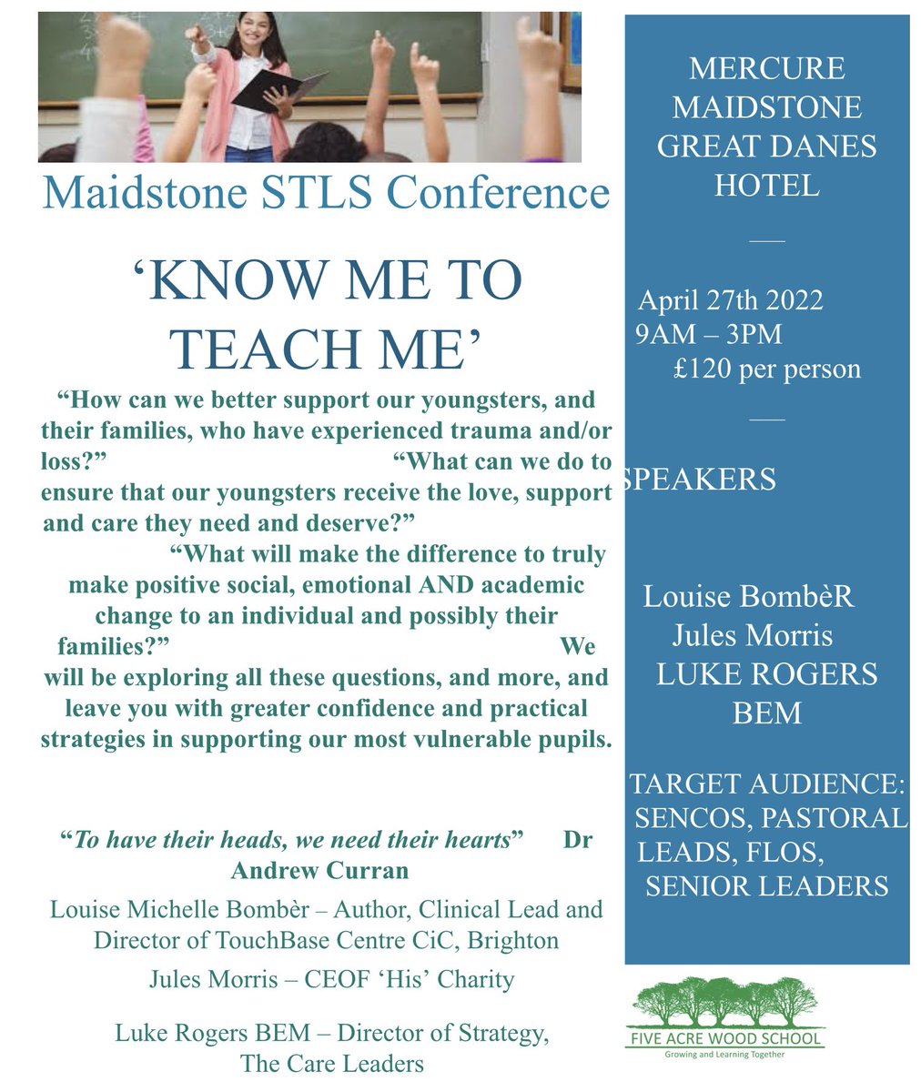Here is our upcoming conference with Louise Bomber <a href="/TouchBase_UK/">TouchBase</a> <a href="/theyellowkite/">Louise M Bomber</a> Luke Rodgers <a href="/TheCareLeaders/">The Care Leaders</a> and our local charity focusing on Men and Mental Health, HIS. If you’d like a place, get in touch! We’re so excited to hear all our speakers!