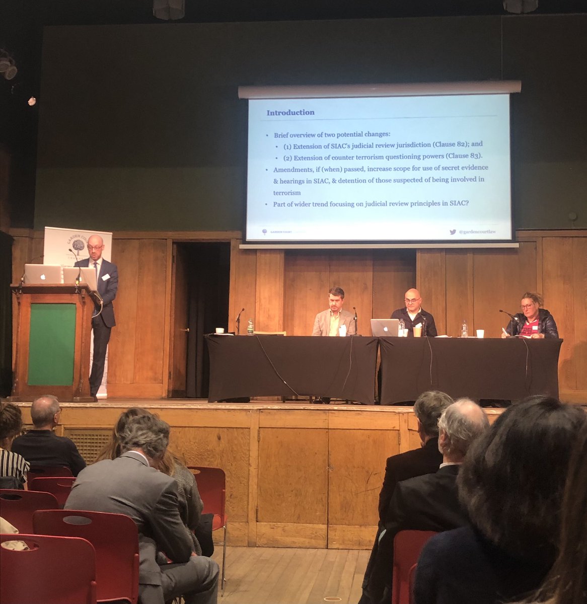gardencourtlaw's tweet photo. ‘SIAC: Expanded review jurisdiction & detention powers in terrorism cases’ - The final session of the day delivered by our David Sellwood, Ed Grieves & Amanda Weston QC (@windmill_tilter) #NABBConference https://t.co/aLkLejH7J0