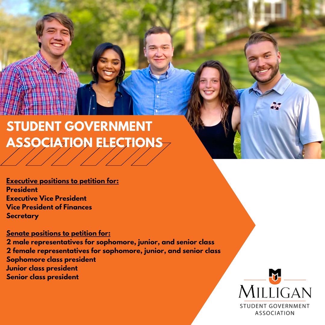 Milligan_SGA's tweet photo. Election petitions for the 2022-2023 school year are now available! Please reach out if you have any questions! https://t.co/Ew1440XBPo