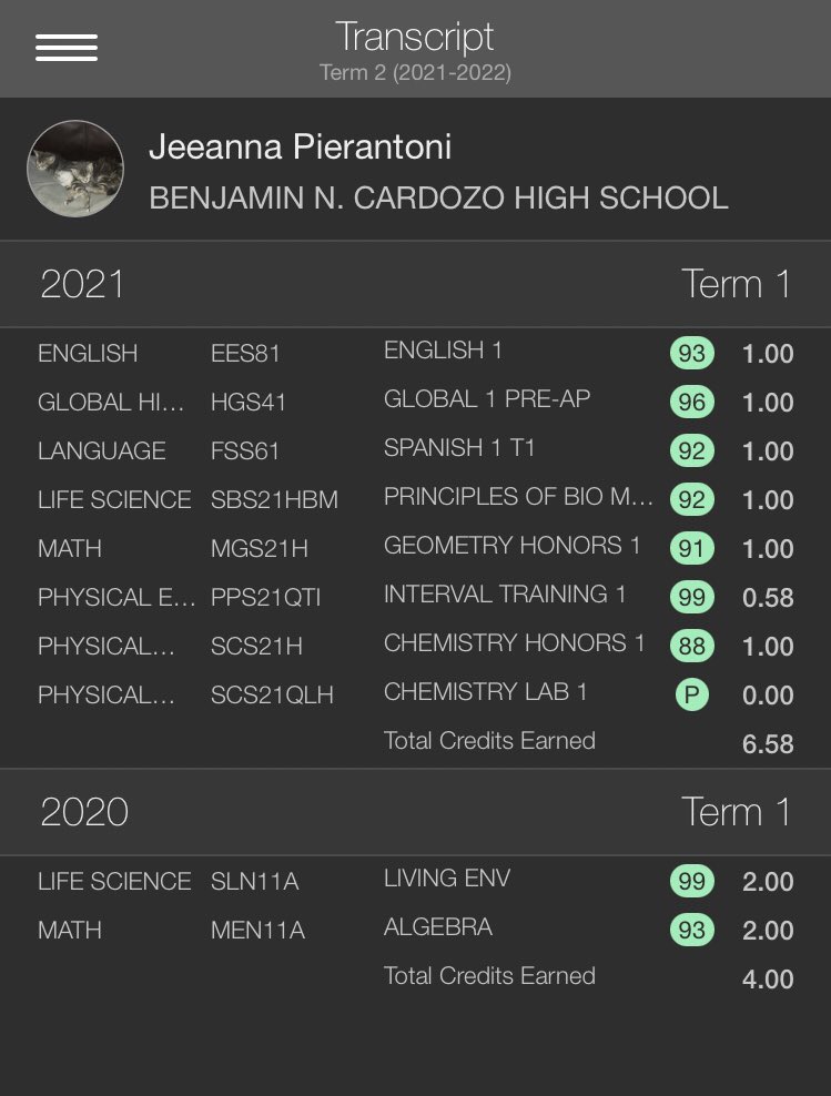 JeeannaP2's tweet photo. My Freshman Year, Term 1 Grades! School is just as important as basketball! #school #grades https://t.co/g3zrlAQVn7