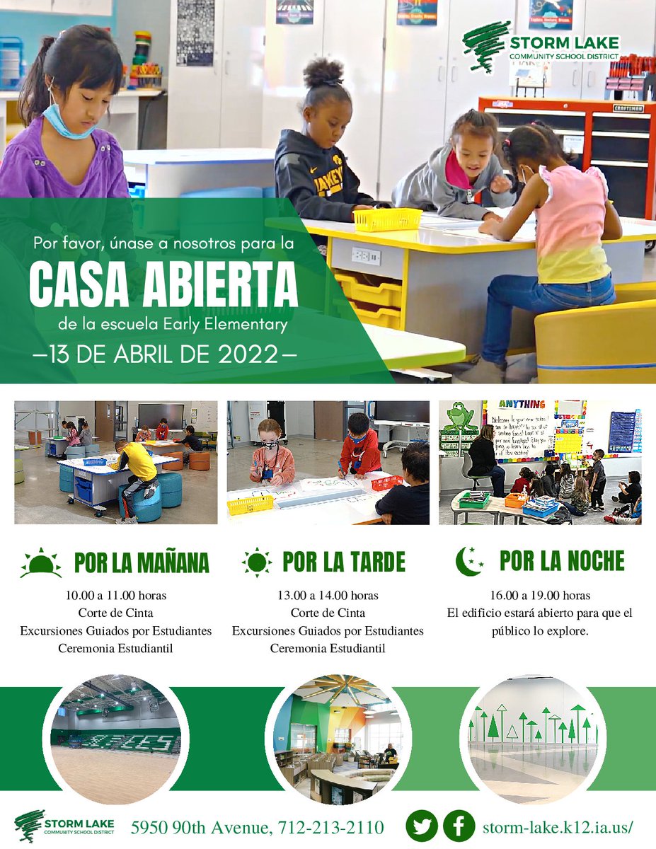Por favor, únase a nosotros para la casa abierta de la escuela Early Elementary 13 de Abril de 2022