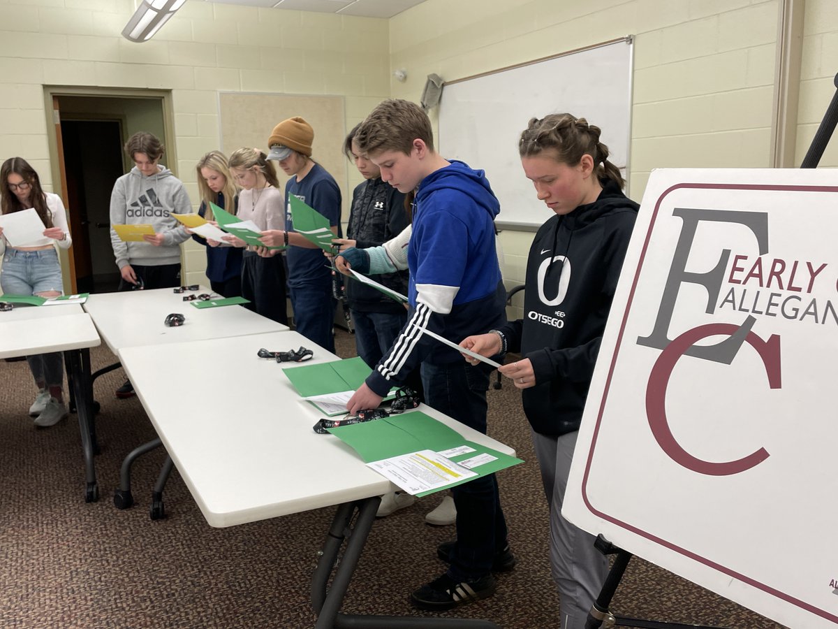 Accepted! Congratulations to these sophomores on being accepted into Lake Michigan Colleges! They just learned this morning they are the newest cohort of Early College Allegan County (ECAC) from Otsego! OHS has 17 students in all accepted into the latest group. #OtsegoPride