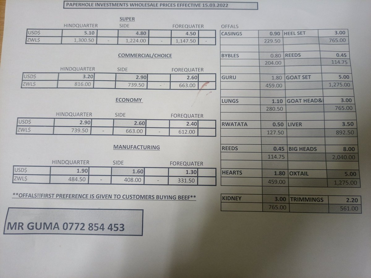 Gumex9's tweet photo. @daddyhope Selling Beef and beef offals (maguru, matumbu, kidney, liver, tails etc etc). App or call 0772854453. https://t.co/Ax52pjdDLl