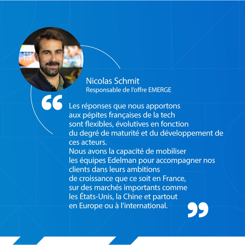 Edelman_fr's tweet photo. Parce que l’écosystème de la #FrenchTech est en pleine accélération, voici notre nouvelle offre pour répondre aux enjeux et besoins de développement des #startups émergentes... *roulements de tambours 🥁*
On vous présente EMERGE 🚀