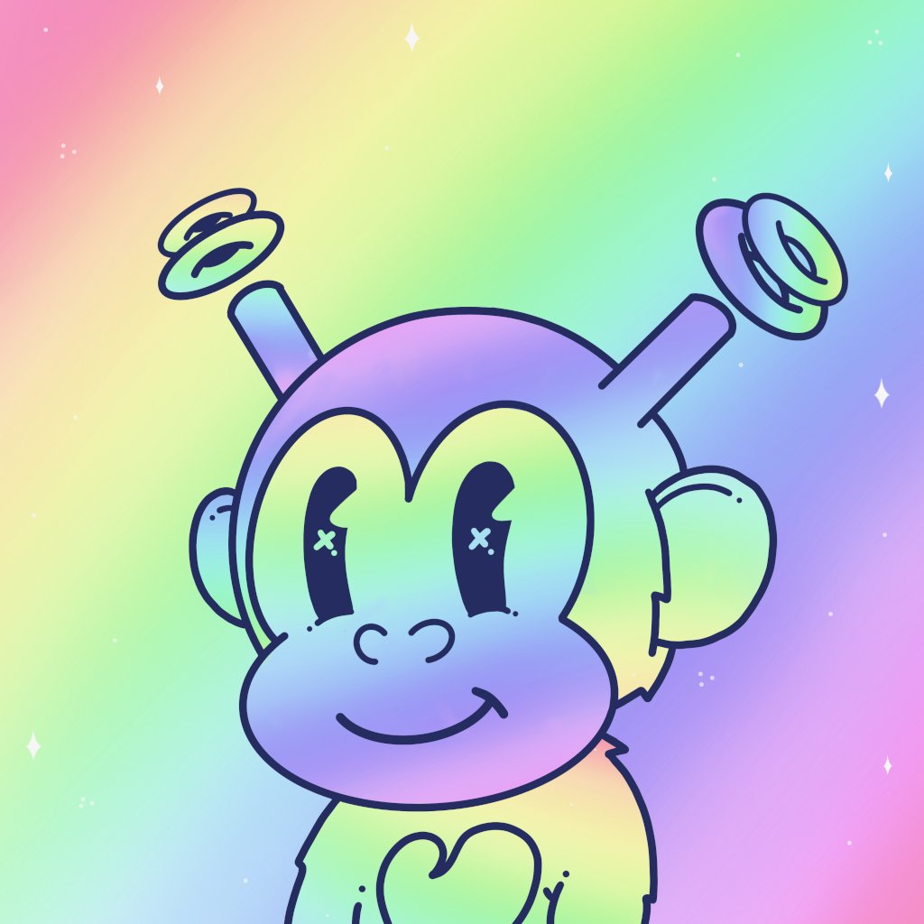 quirkiesnft's tweet photo. WOW!!!!!!! Quirksville is going crazy today!!!! HUGE 25ETH Sale on this gorgeous 1/1 Rainbow Ape on a Rainbow Background!! https://t.co/t19bIRpXtv