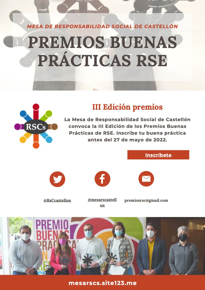 III PREMIOS DE BUENAS PRACTICAS EN #RSC

🏅Dirigido a pequeñas, medianas y grandes empresas.
📌Acciones de RSC relacionadas con compromisos sociales, medioambientales o económicos.
📅 hasta el 27 de mayo
👉 INSCRIPCIÓNES bit.ly/3tN5ymy
#Premios #BuenasPracticas #Castello