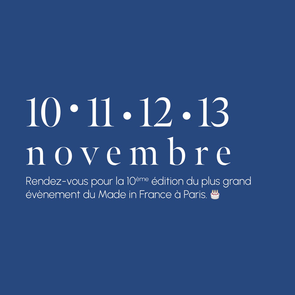 LE SALON DU MADE IN FRANCE 10ème ÉDITION : LE RENDEZ-VOUS (GRATUIT) À NE PAS MANQUER 🎂

Amateurs de #talents locaux et du savoir-faire de nos régions, cet événement est fait pour vous ! 😎

Entrée gratuite sur pré-inscription via ce lien mifexpo.fr/espace-invitat…. 👆