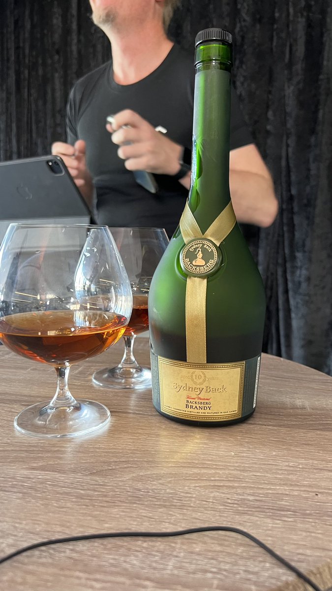 heavychef's tweet photo. Thanks to @Backsberg for providing this delicious 10-year-old #SydneyBack brandy for our speakers to sip on while they share their story. #TheYuppiechefStory #HeavyChef https://t.co/FCpHhpQDlQ
