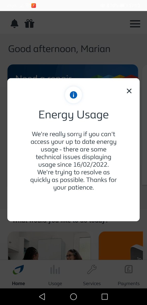 GaynorRutter's tweet photo. @MartinSLewis All month long the app has displayed the same message. Hasn't been resolved. Disgraceful under the circumstances of such a price hike https://t.co/da9NvdNfh7