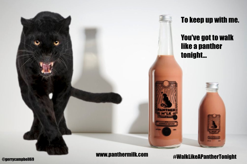 gerrycampbell69's tweet photo. Brief of the Day:
Create posters to advertise ANYTHING using lyrics from your favourite songs. #OMBLyricChallenge
Panther Milk
#WalkLikeAPantherTonight
@OneMinuteBriefs @BBCDragonsDen @Panther_Milk_ @GlesgaCrawfy #AllSeeingI @DeanHoner @TheTonyChristie @DeborahMeaden https://t.co/8lUeaPAQrG