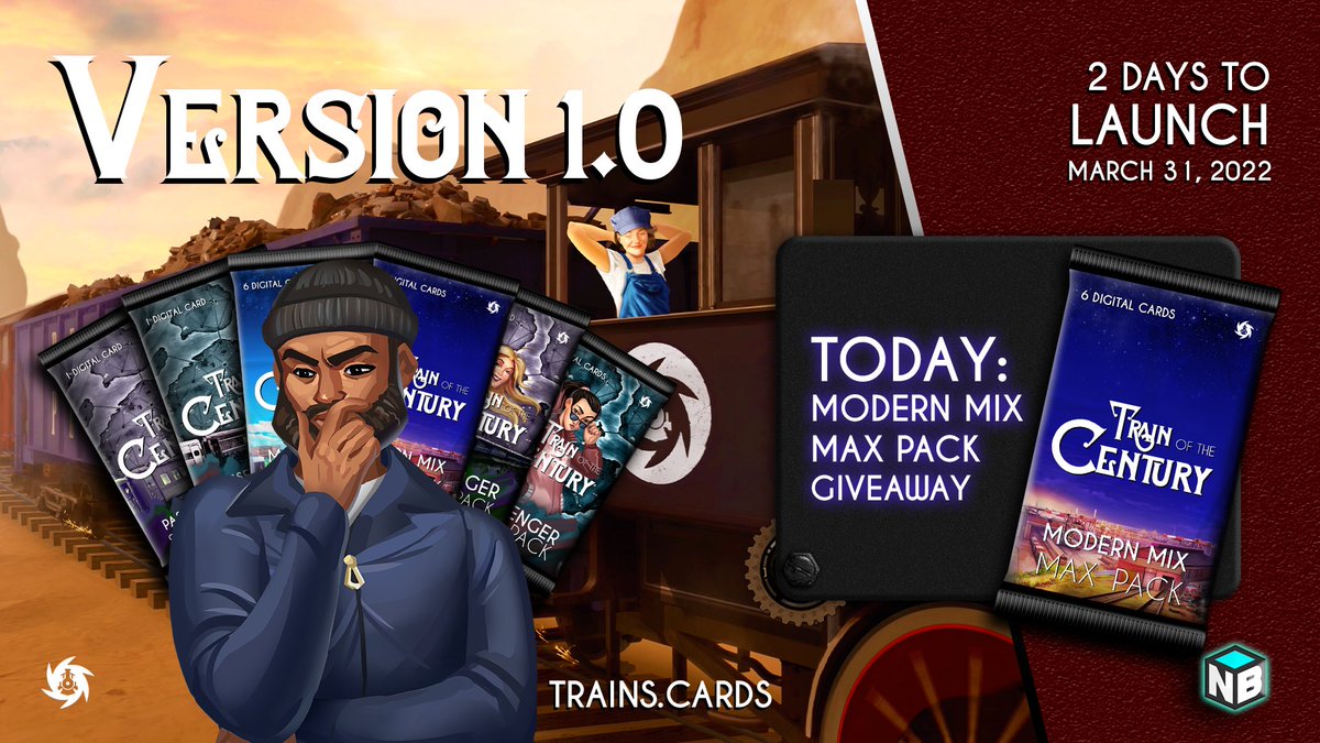CenturyTrain's tweet photo. To celebrate the VERSION 1.0 release 🚂🚂
We're doing giveaways everyday through 3/31!

Winner is announced at Noon the next day.
1. Follow Us
2. Like this tweet
3. Quote Retweet + Tag 2 Friends
4. Comment Wax Address

#NFT #waxp #nftgiveaway #gamefi 
#NFTCommunity #nfts #NFTGame https://t.co/gEcQ1F8aeo