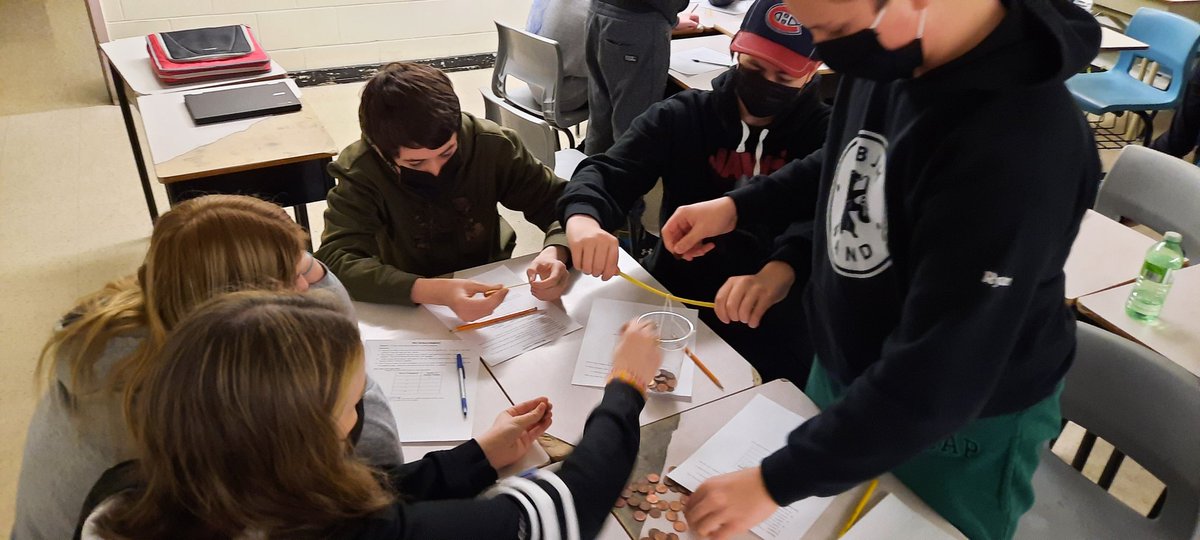 MrSimpsonMath's tweet photo. Grade 9s figured out how many pennies spaghetti noodles could hold. They graphed the data, interpolated and extrapolated to estimate values for a given number of spaghetti noodles. https://t.co/wyPg7a2xv1