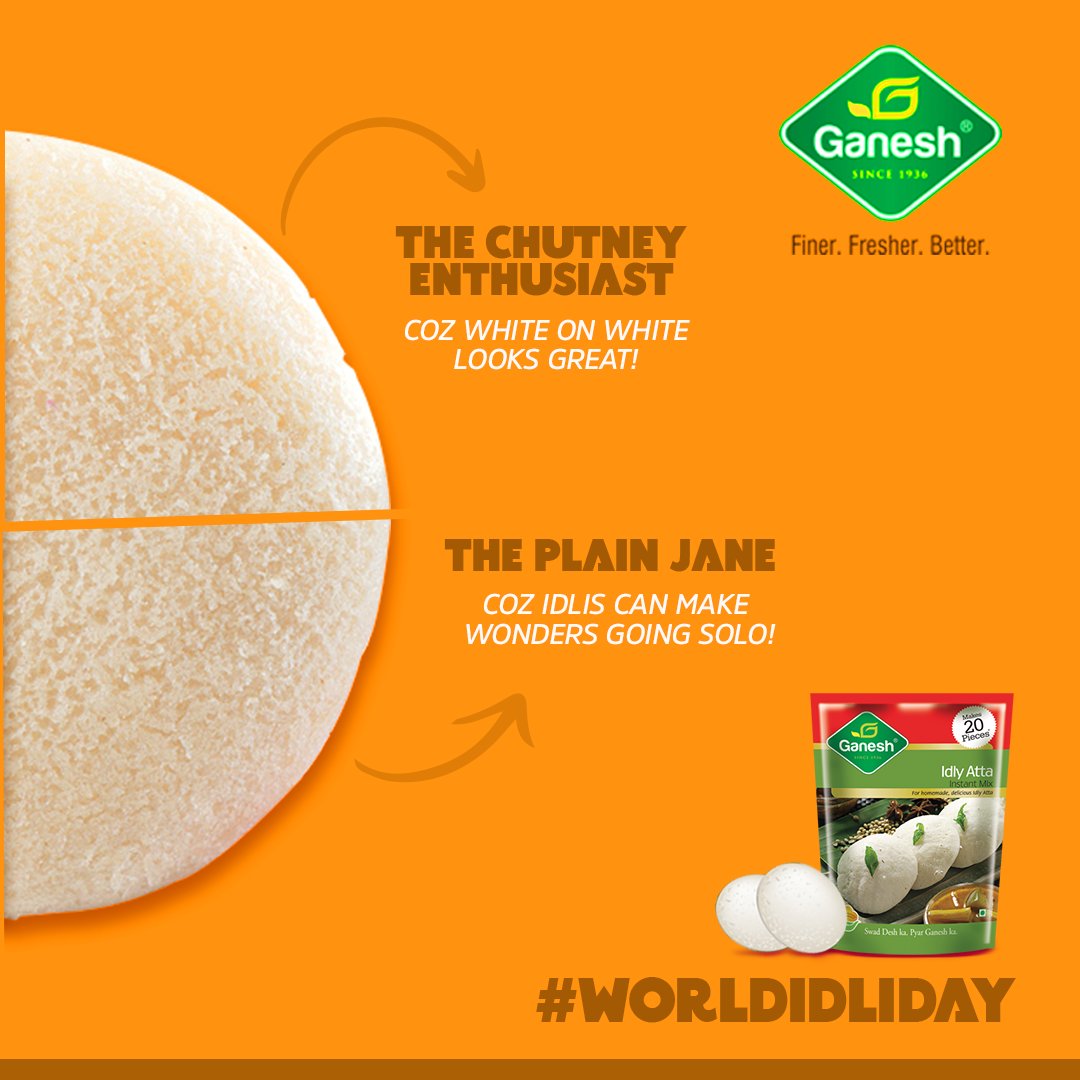 GGLsocial's tweet photo. There's no one way to enjoy your idlis. The south indian delight, the comfort food for many, just by themselves can lift your mood! Tell us your unique way of enjoying idlis.

#GaneshGrains #WorldIdlyDay #AddMoreToLife https://t.co/P4bZms6jJu