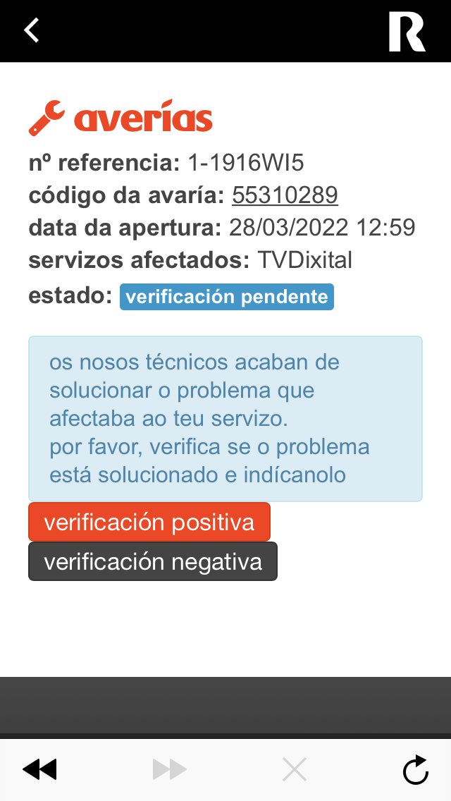 SusanaChoucino's tweet photo. @os_de_R 4ª vez en 3 semanas: comunico una avería porque no funciona rebobina. Realizáis alguna comprobación, me indicáis  que verifique si funciona o no, y da igual que pulse verificación positiva o negativa: la incidencia se cierra y tengo que volver a empezar. https://t.co/Iw16q6oHjO