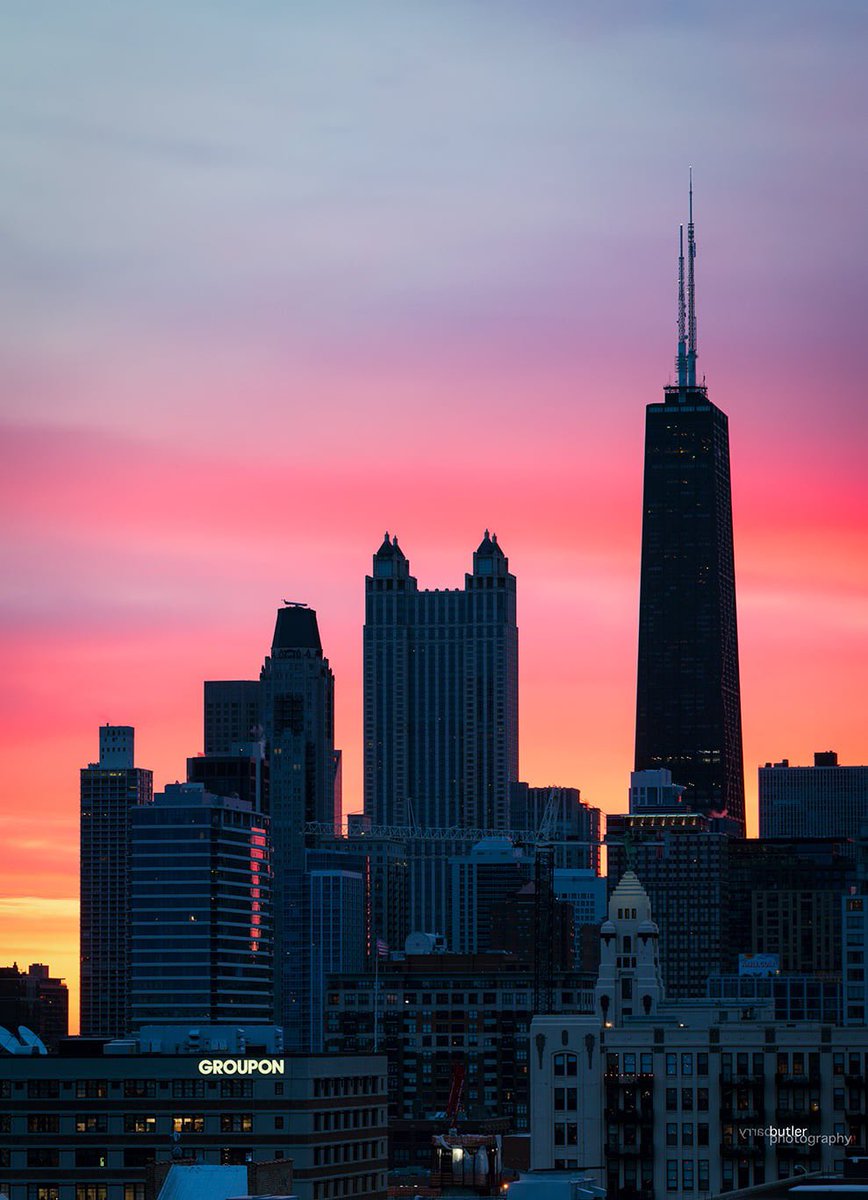 Sunrise Silhouette Stripes.   Tuesday's start in Chicago.  #weather #news #ilwx #sunrise #chicago