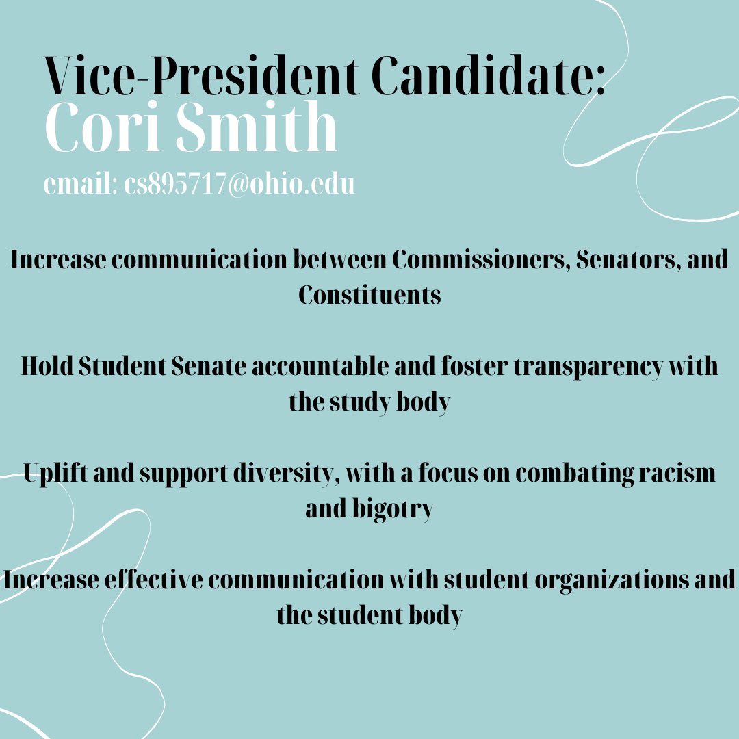 OUJudicialPanel's tweet photo. Part two of the voter guide! Join us in Walter 235 TONIGHT to find out who will be leading Student Senate next year!

 *all info was provided by candidates and this post is used as an unbiased voter guide for the students of Ohio University* https://t.co/bq2D2Y6OZs