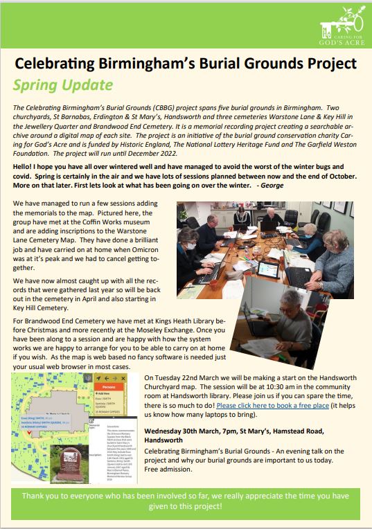 godsacre's tweet photo. The latest Celebrating Birmingham's Burial Grounds Project update/newsletter is ready!

Read it here https://t.co/TWJouGrv1I

@HeritageFundUK @HistoricEngland @WestonFdn https://t.co/ptQ6dEFtKr