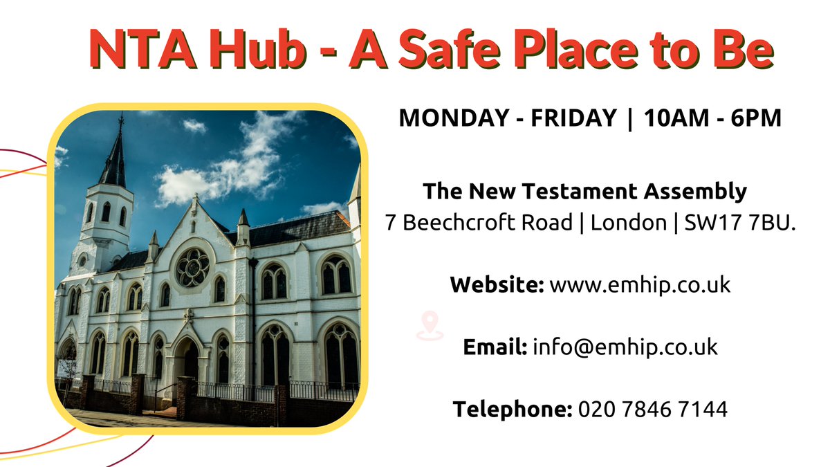 EMHIP_NTA's tweet photo. We are open! and are looking forward to welcoming you to the NTA Hub.
#EMHIP
#MentalHealth
#Tooting https://t.co/eTaUbBLJQq