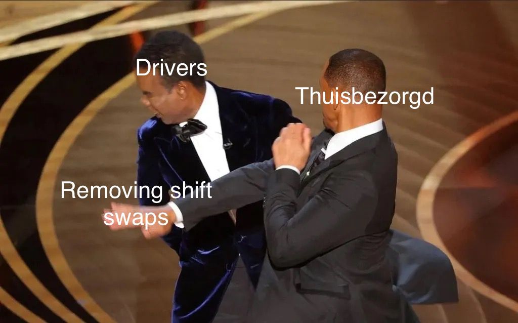 Ridersriseup's tweet photo. Yesterday we received the news that Thuisbezorgd removed the option of shift swaps without any transition time. This removes a lot of flexibility for the drivers while management still expects drivers to be flexible with working longer. https://t.co/HTCQAyd5R0