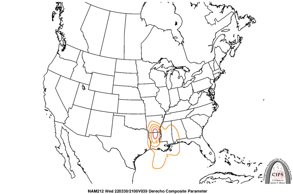 Derecho Composite Parameter for Wednesday afternoon (Day 2). #wxtwitter https://t.co/VjLFVSheWB