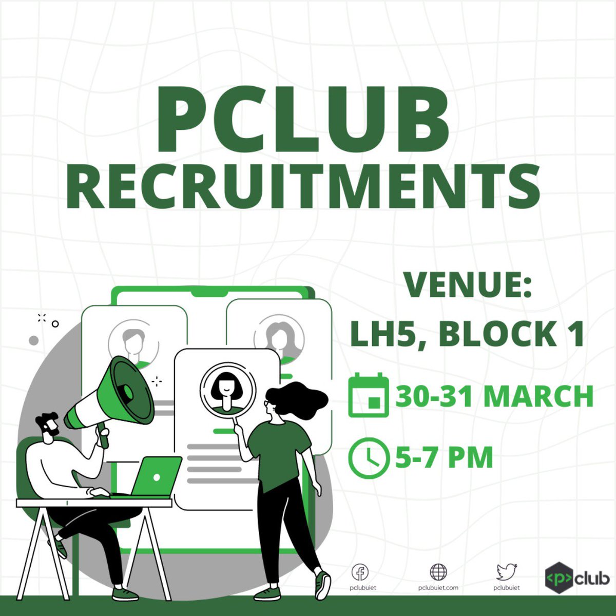 PClubUIET's tweet photo. Greetings from Pclub,
The much-awaited recruitments begin soon. Time to brush up on those skills before we announce the interview schedule. Every registered student is required to follow the schedule for the interview process. Join the given below link https://t.co/2RZI6EizyI https://t.co/vHZXjPeICI