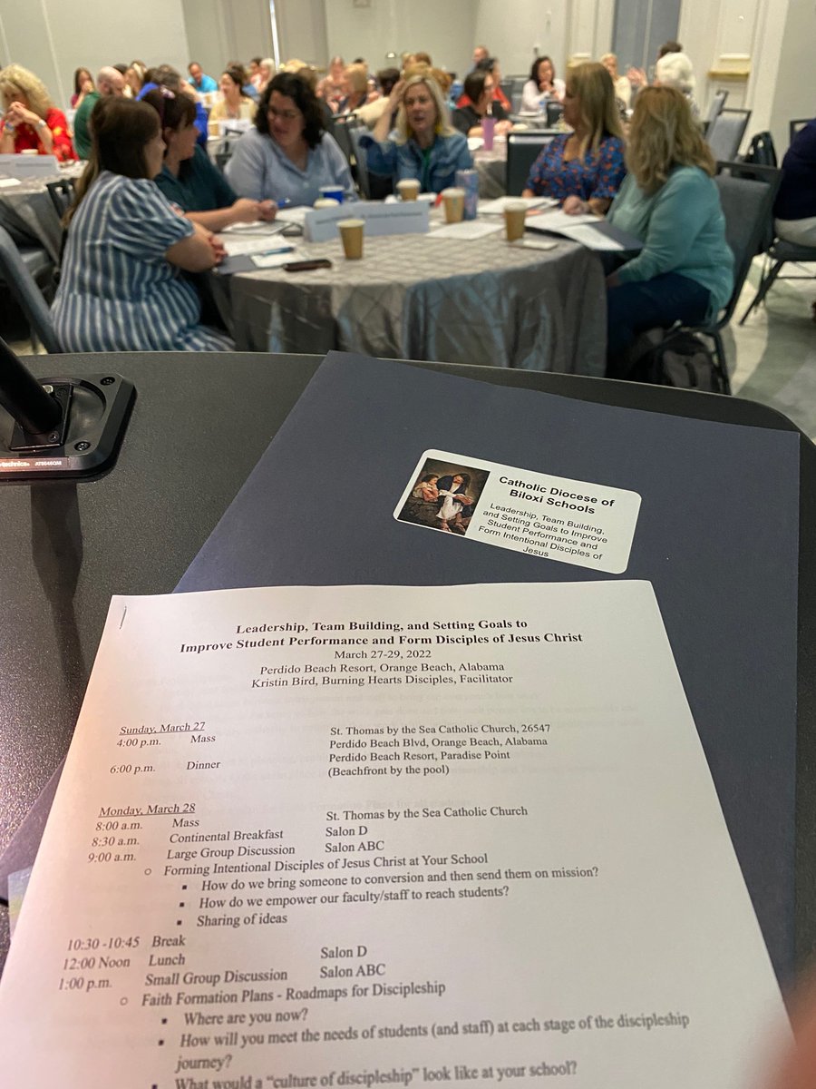 BurningHeartsD's tweet photo. On retreat this week with @BiloxiDiocese Schools.  The creative energy from these teams as they brainstorm ways to foster cultures of discipleship for their students, staff, &amp; families is truly Spirit-driven!  🔥

#makingdisciples #artofaccompaniment #catholicschools https://t.co/qMQ3fyirM1